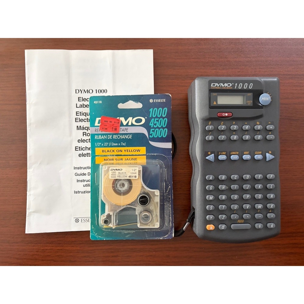 DYMO 1000 PORTABLE HANDHELD BATTERY OPERATED LABEL MAKER VINTAGE WITH TAPE